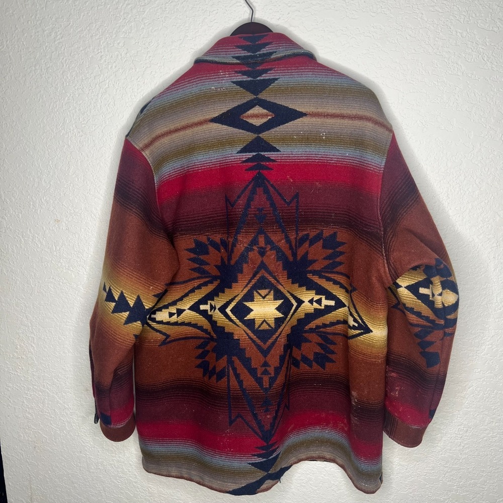 Vintage HIgh Grade Western WearB multicolored Pendleton Aztec wool Jacket Size L - Picture 3 of 12